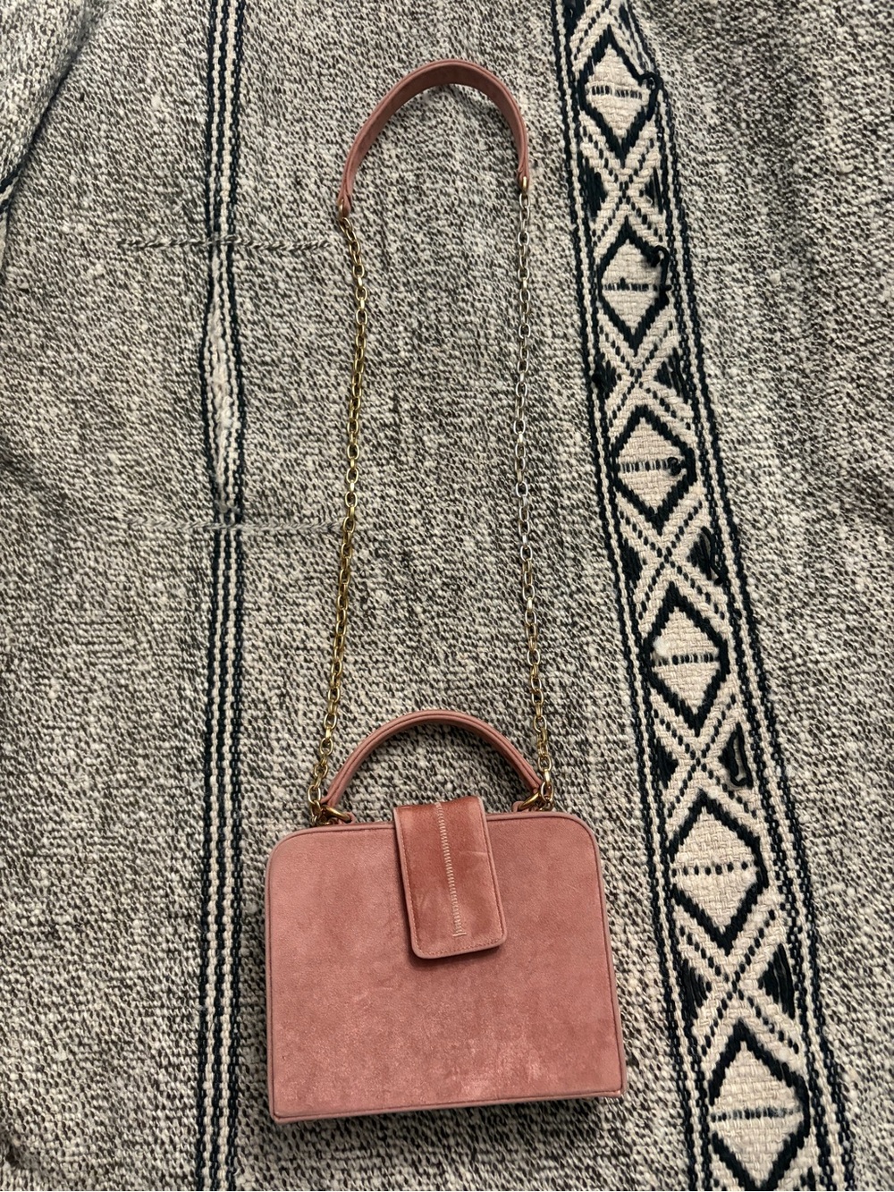 Suede Top-Handle Crossbody Bag in Dusty Rose
